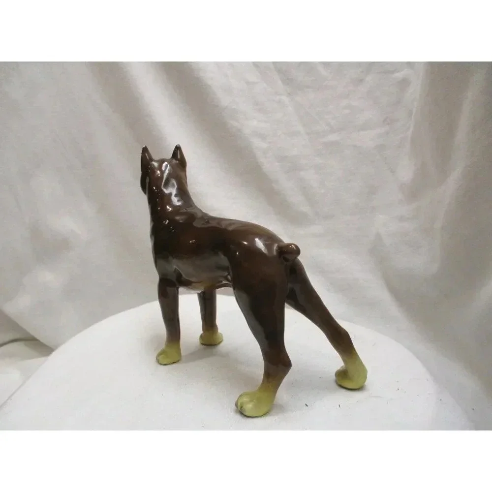 Boxer dog figurine enamel overcast metal Dog love canine‎ animal brown